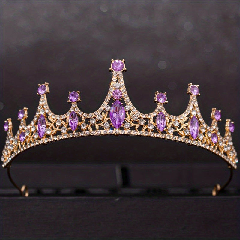 Girls Princess Tiara Headband with Flowers and Rhinestones for Halloween, Birthday, Cosplay