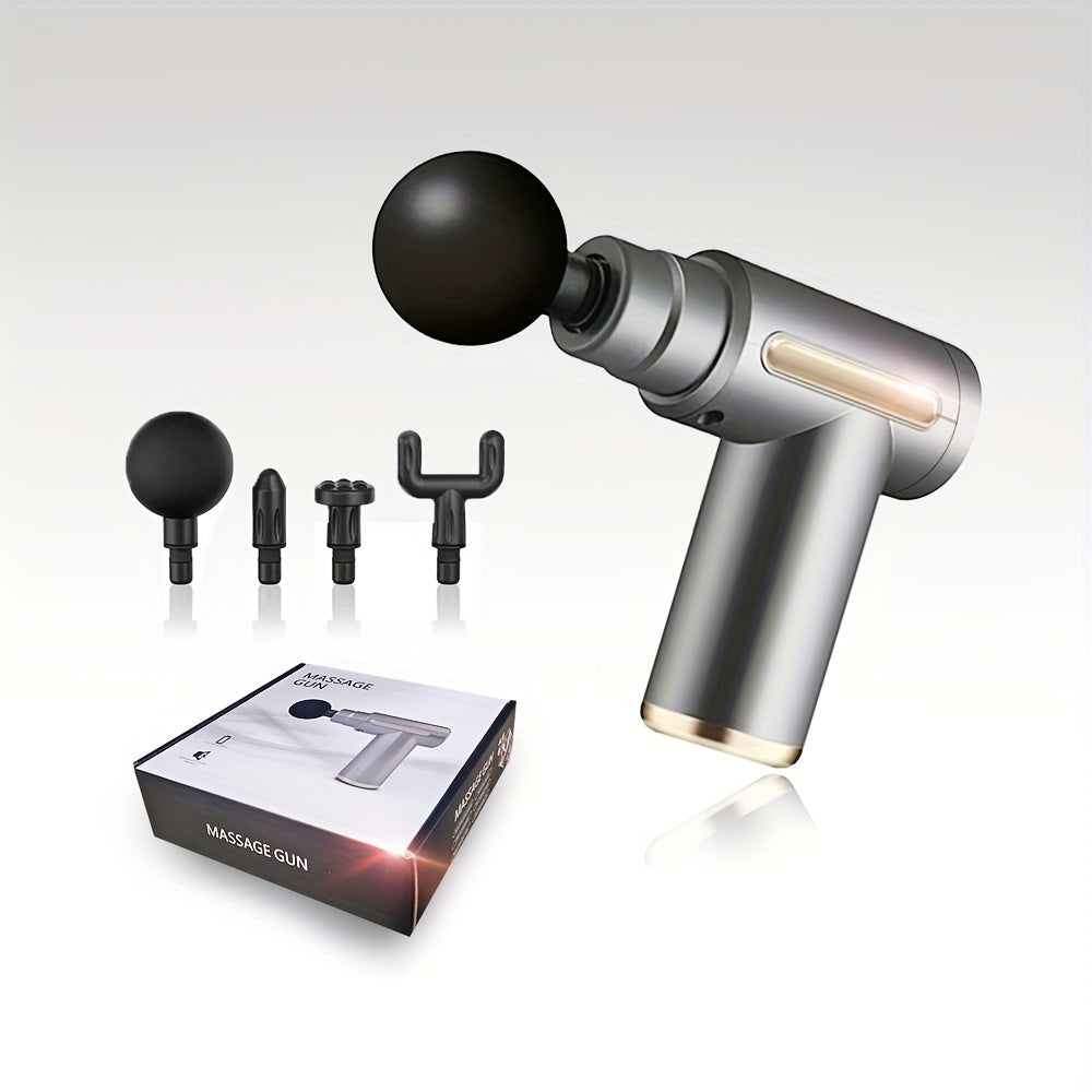 Portativ zaryadlanadigan massaj quroli, 4 ta almashtiriladigan bosh, 6 tezlik rejimi, jim motor, mushaklarni bo'shatuvchi va tiklanish uchun. Har kim uchun ideal 14-fevral sovg'asi.