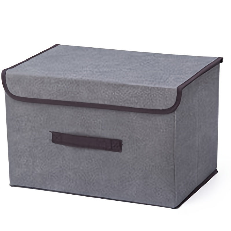 Caja de almacenamiento plegable con tapa de tela de aspecto lino para ropa y enseres