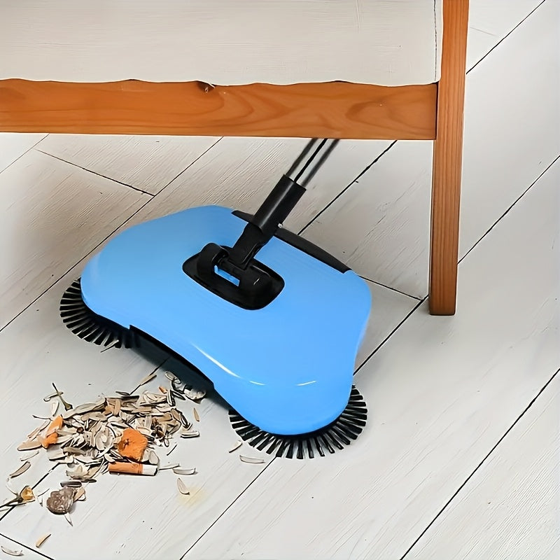 3-in-1 Manual Push Sweeper Vacuum for Pet Hair Dust and Debris on Hardwood Tile Floors