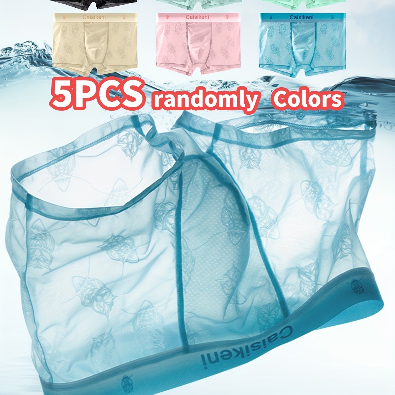 Men's Mesh Underwear Sets with Cat and Eagle Designs Breathable Lightweight Boxer Shorts