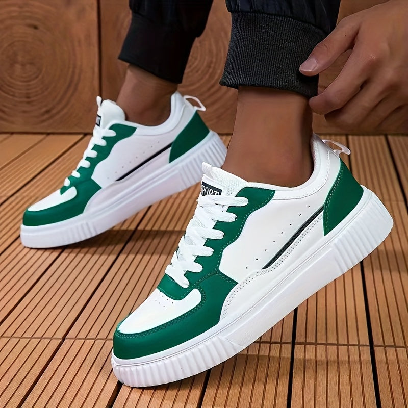 Zapatos de skate casual antideslizantes para hombre, color negro y blanco, suela de EVA, botín bajo, con cordones