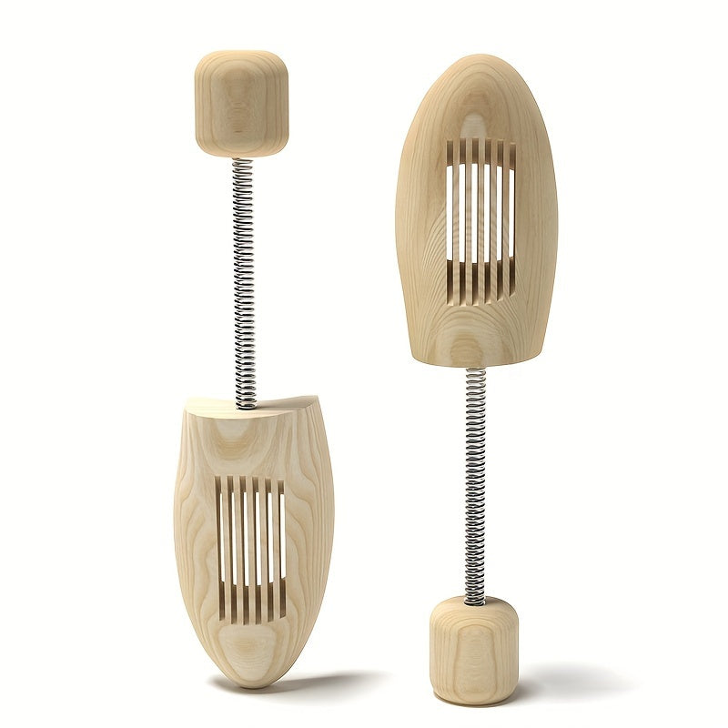 Unisex White Oak Shoe Trees with Ventilation Slots, Collapsible Travel Design