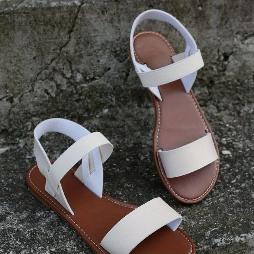 Women's PVC Flat Sandals Casual Ankle Strap Minimalist Outdoor Shoes