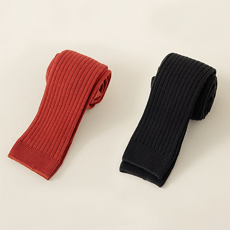 2-Pack Bolalar Uchun Paxta Aralashmasidan Yasalgan O'rta Bo'yli Legginglar - Bir Rangli, Cho'ziluvchan, Havo O'tkazuvchi, Har Mavsumga Mos Tights 12 Yoshgacha - Faqat Qo'l Yuvish