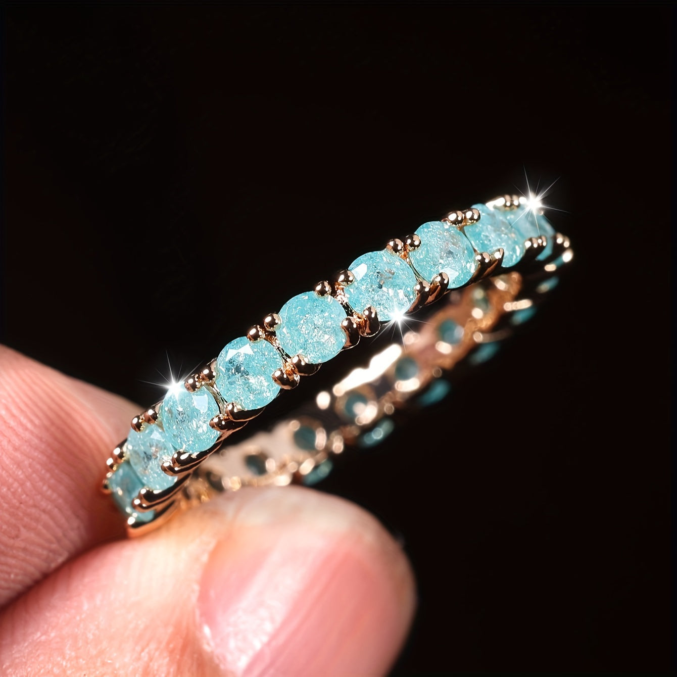 Elegant Boho Eternity Ring with Multicolor Zirconia Stones for Women