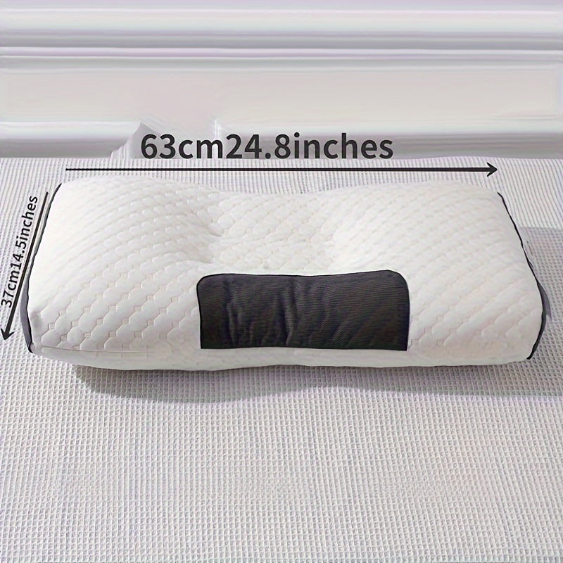 "Ergonomik 3D SPA massaji bilan ortopedik bo'yin qo'llab-quvvatlovchi yostiq - yuvilishi mumkin bo'lgan polyester tolasi, zip yopilishi, barcha mavsumlar uchun qulaylik, oq rang, suyak shaklidagi dizayn, yotoq ta'minoti"
