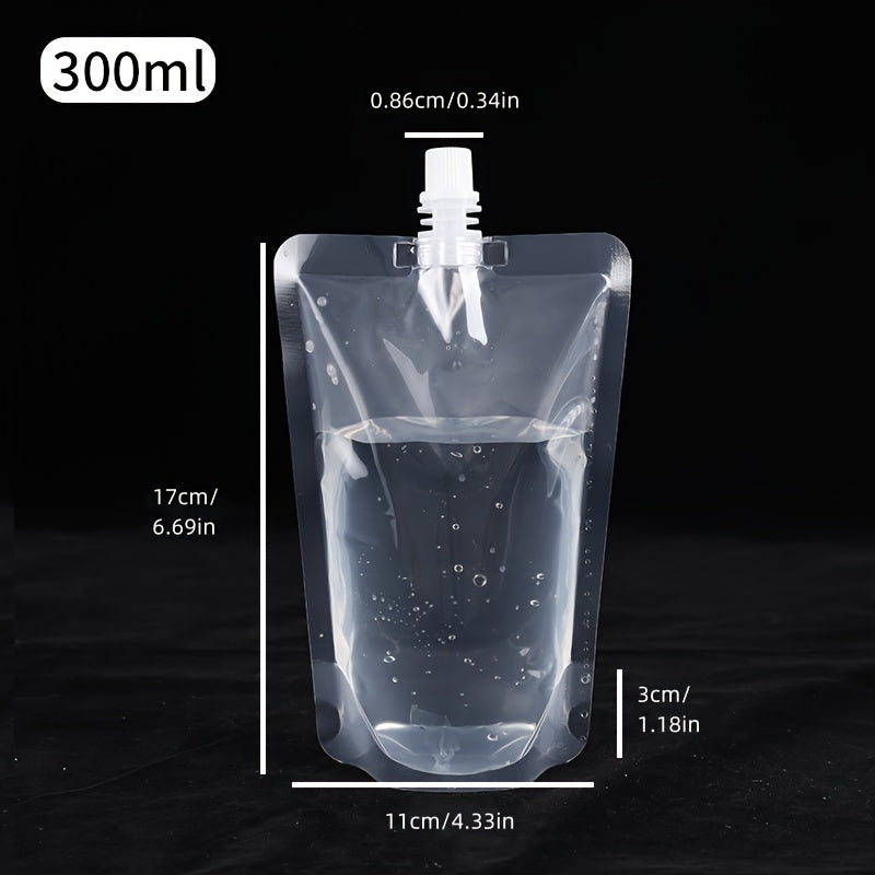 50 Pack Portable Disposable Juice Bags 200ml Transparent Spout Drink Pouches for Hot Cold Beverages