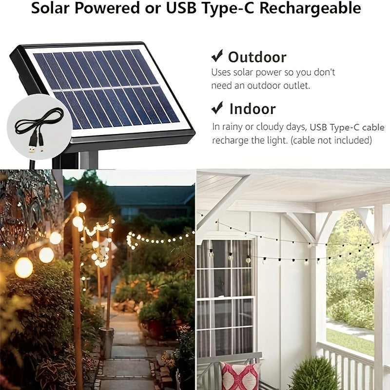 Remote bilan Solar G40 String Lights, LED Globe Patio Lights, Shatterproof Bulbs, Bir nechta yoritish rejimlari, Remote boshqaruv, Partiyalar uchun Dimmable Osilgan Chiroqlar, Tashqarida ishlash uchun Quyosh energiyali