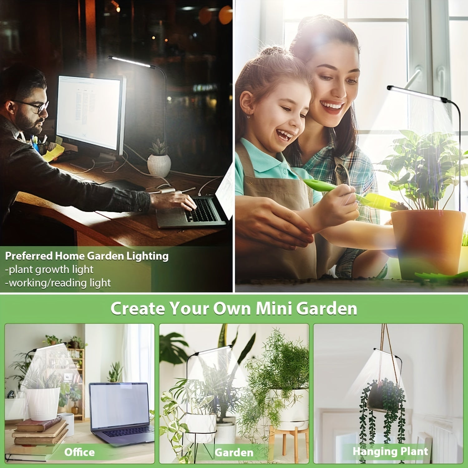 USB Timer-Controlled LED Grow Light Full Spectrum White Indoor Hydroponics Seedlings Adjustable Brightness