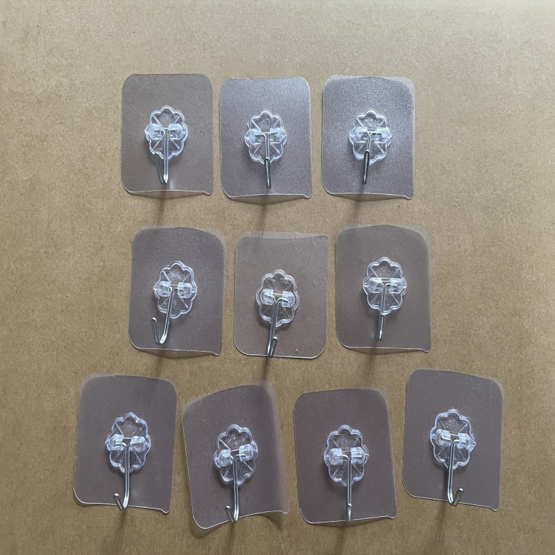 10/30 Pcs Transparent Adhesive Hooks Multi-Functional Bathroom Kitchen Wall Mount