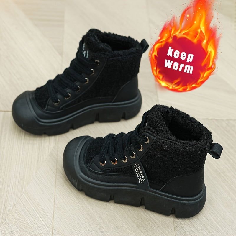 Women's Plush Thick Warm High-Top Winter Snow Boots With Adjustable Strap