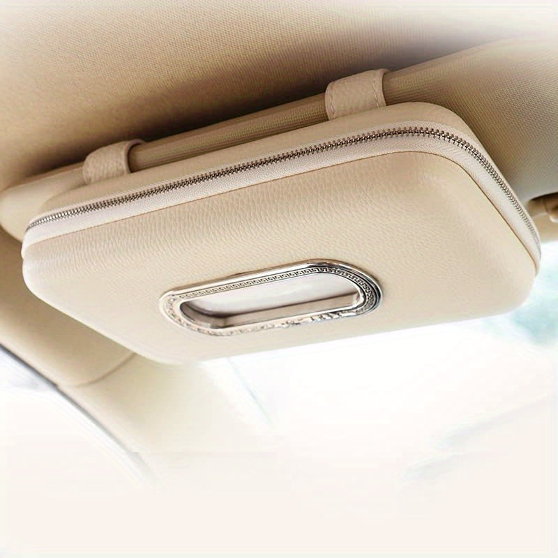 Car Sun Visor Tissue Holder Car Accessory Leather Napkin Box Storage