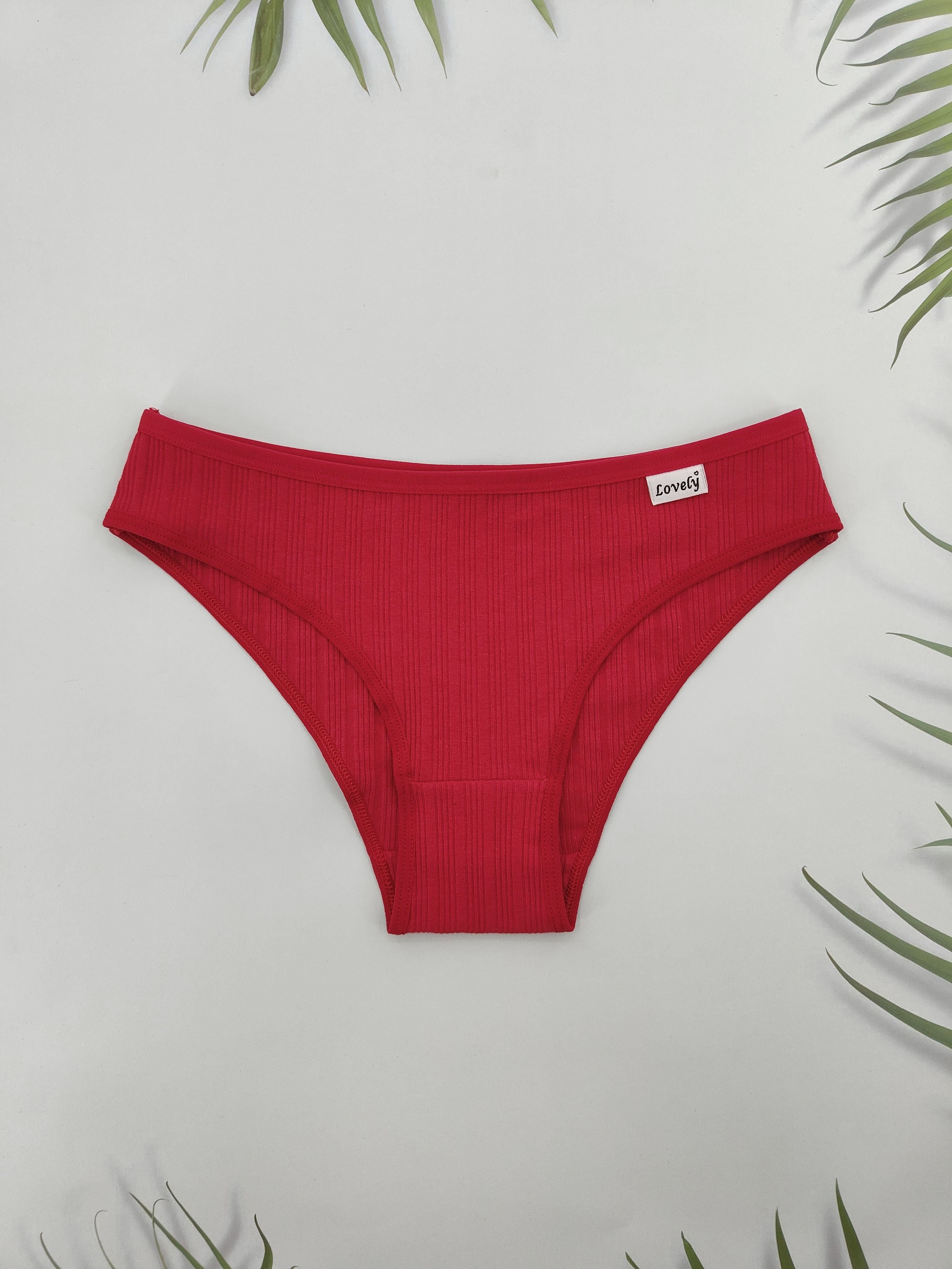 Pack de 6 braguitas de algodón de cintura baja para mujer con parche de letras, ropa interior suave y elástica