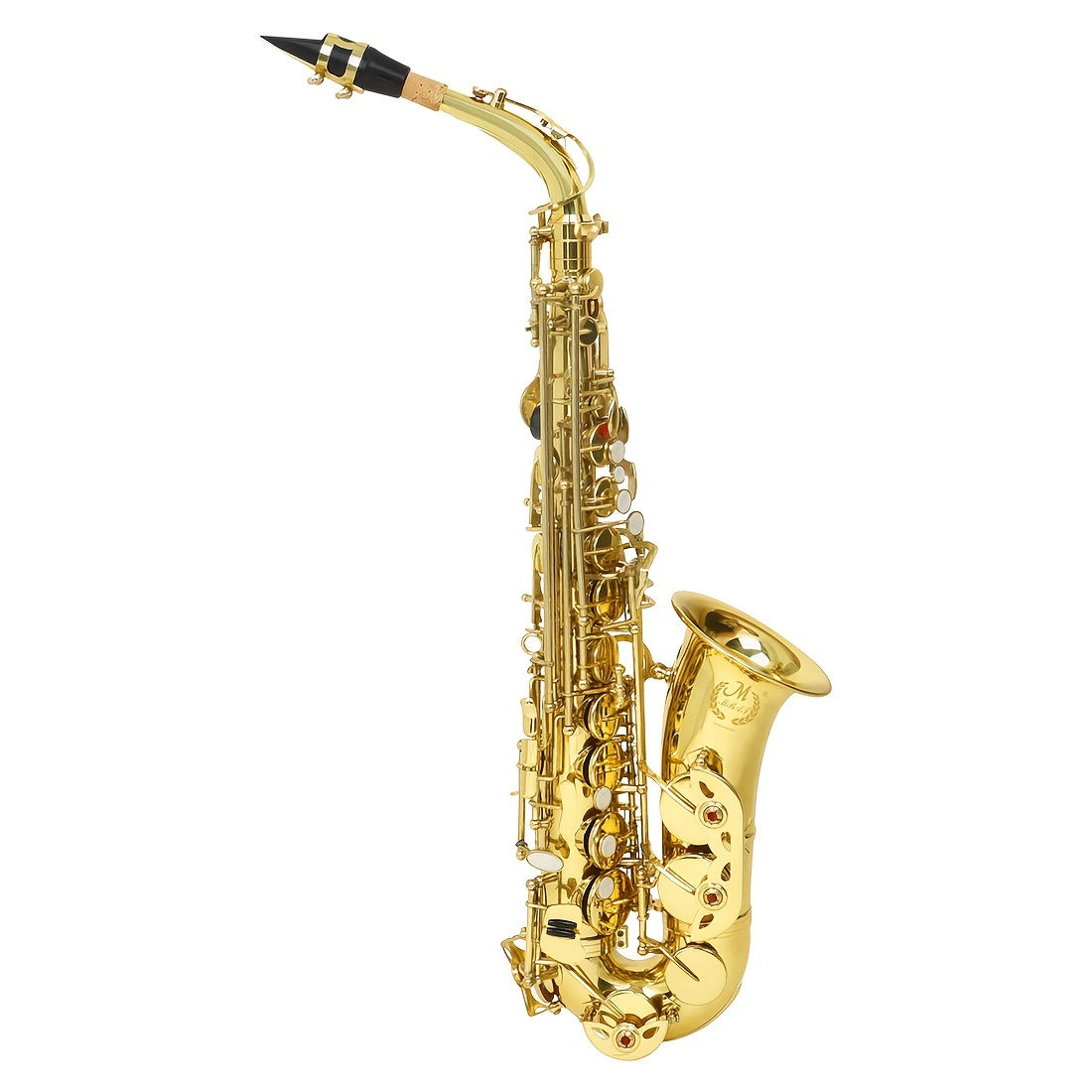 Alto Saxophone in E Flat Brass Body White Shell Key Golden Finish with Case