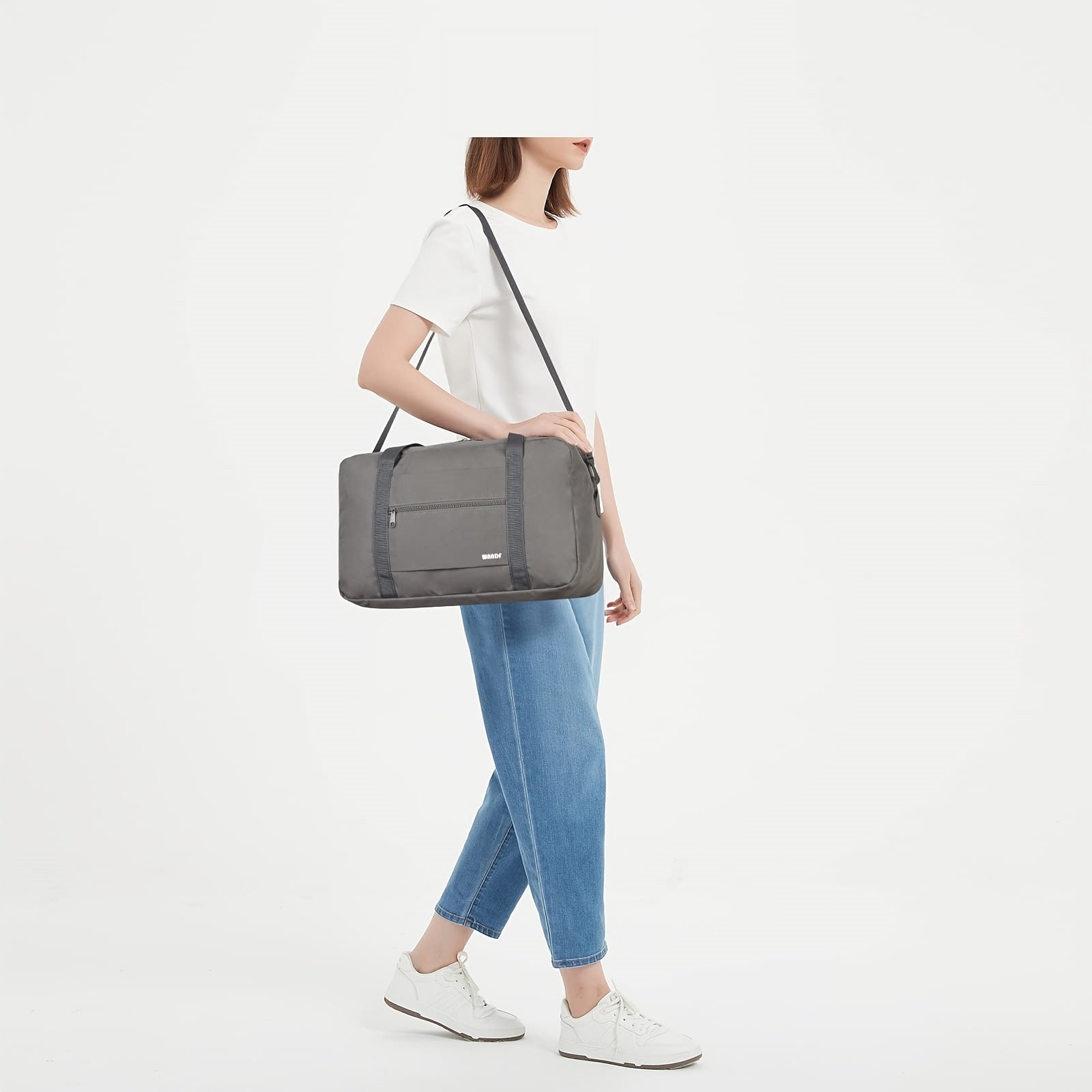 Minimalist sayohat duffel sumkasi, yelka tasmasi bilan, egiluvchan qo'l yuklari, qo'l bilan yuvilishi mumkin bo'lgan polyester dam olish sumkasi erkaklar va ayollar uchun, bosma yo'q, aralash rang