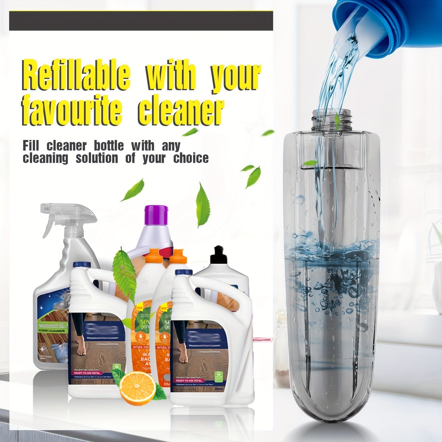 Mikrofiber chang'ich va ho'l spreyi mop, yog'och pol uchun, qayta ishlatiladigan yuviladigan padlar