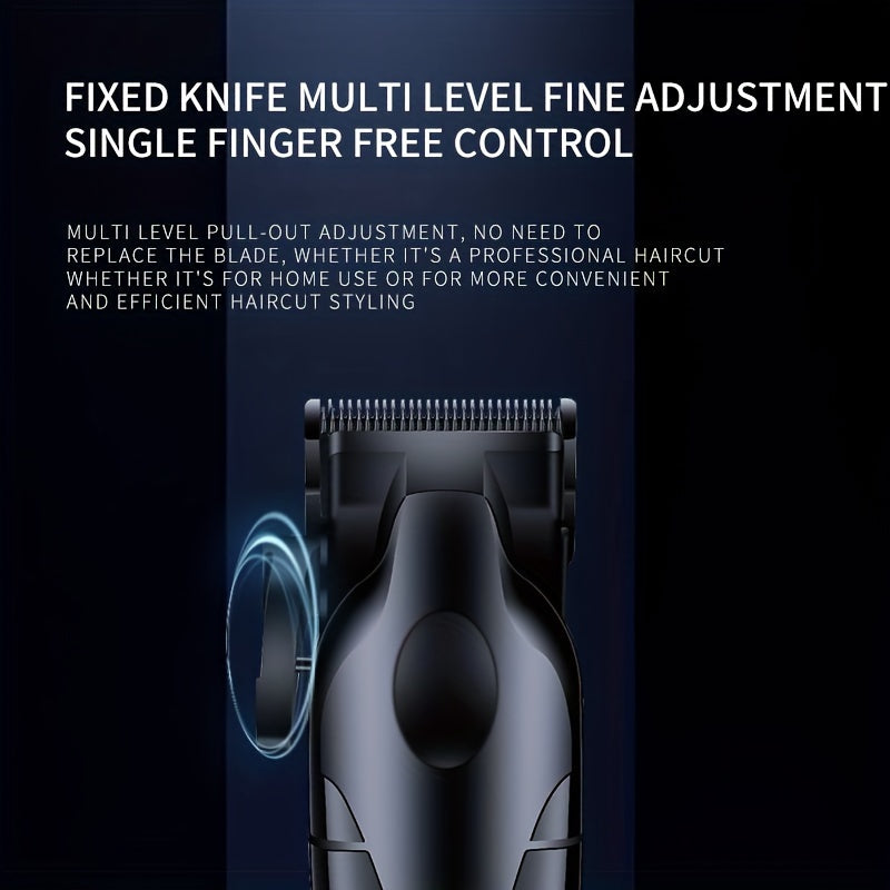 Electric Hair Clipper Set Cordless USB Rechargeable LCD Display Temperature Control for Home Salon