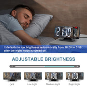 Sozlanadigan LED proektsiya signalizatsiya soati, Snooze bilan, harorat ko'rsatuvchi, oynali dizayn, USB bilan quvvatlanadigan, yotoqxona, uy, ofis, mehmonxona uchun yashash xonasi