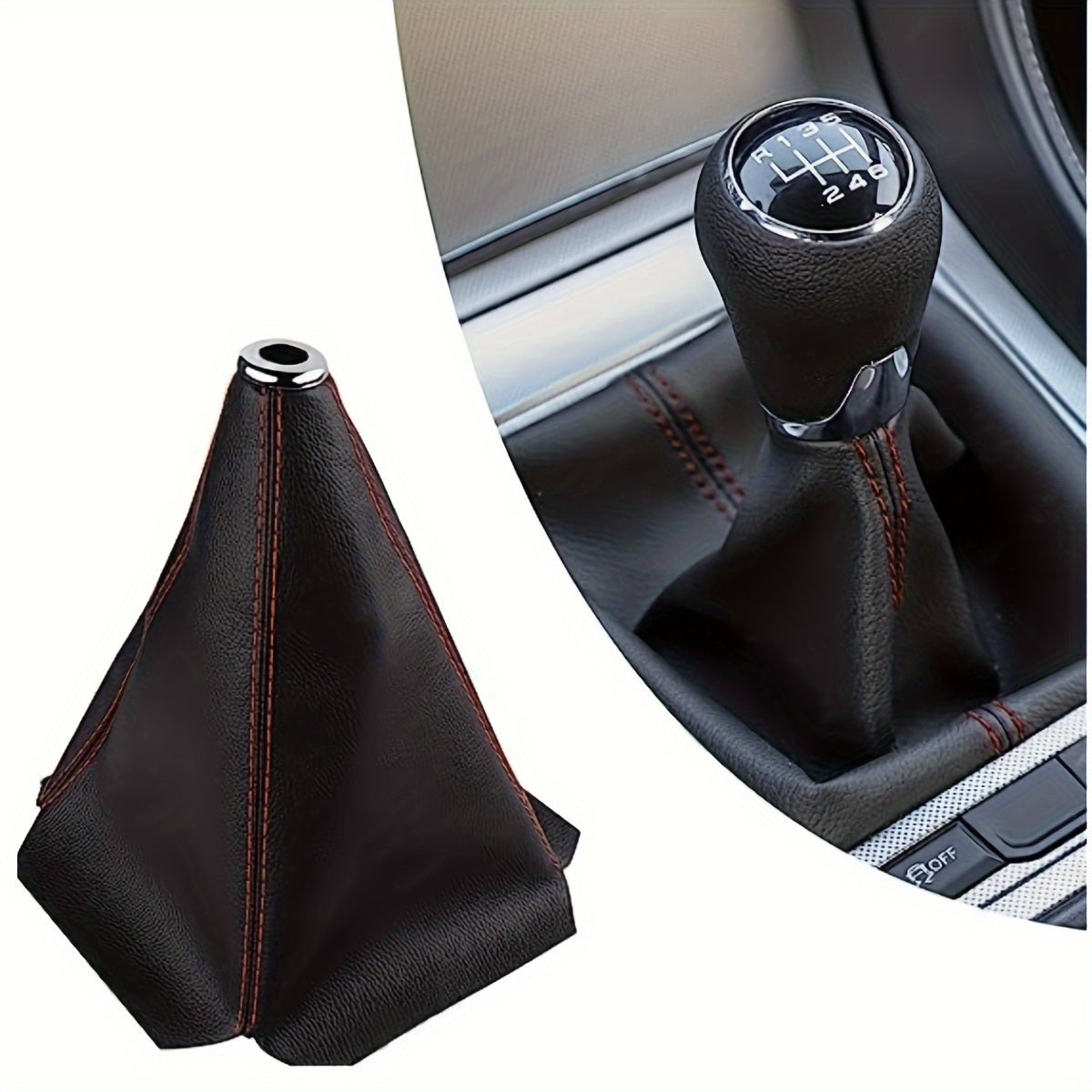 Universal PU teri uzatish uchun shinalar qopqog'i, karbon tolasi naqshli, qizil tikuvlar bilan