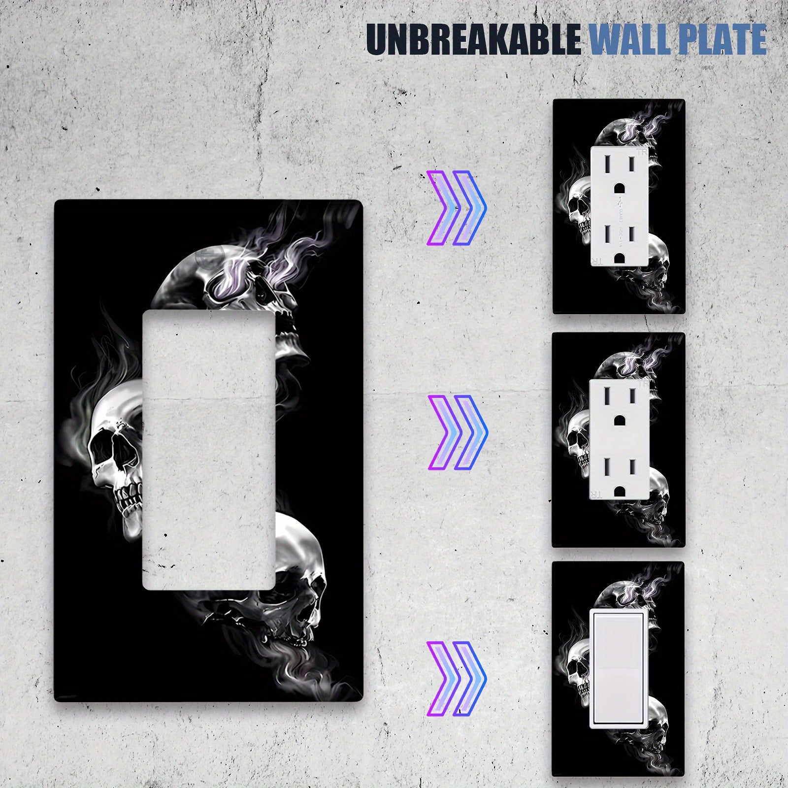 Decoración de pared con calavera negra para cocina, baño, sala de estar, arte de pared decorativo, instalación fácil