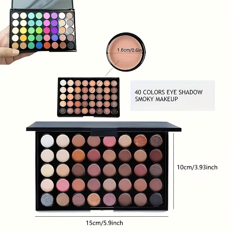 Earth Toned Eyeshadow Palette 40 Colors Matte Shimmer Pearly Smokey Punk Makeup