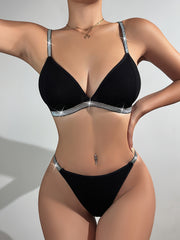 Women's Viscose Bikini Set with Braided Detail and High-Waisted Design