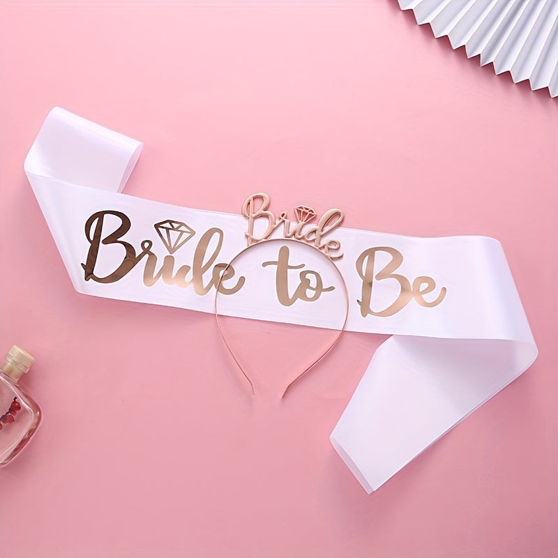 Bachelorette Party Accessories Luxe Veil Headband Sash Set for Bride-to-Be