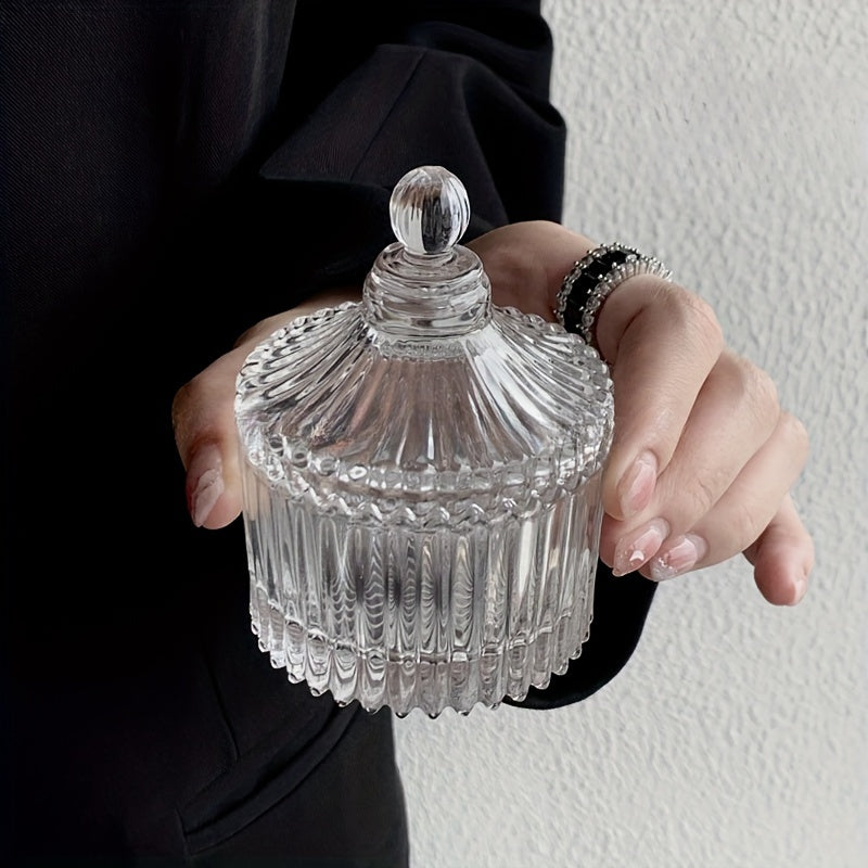 Retro shisha zargarlik buyumlarini saqlash bankasi, qopqog' bilan, aksessuarlarni tartibga solish uchun