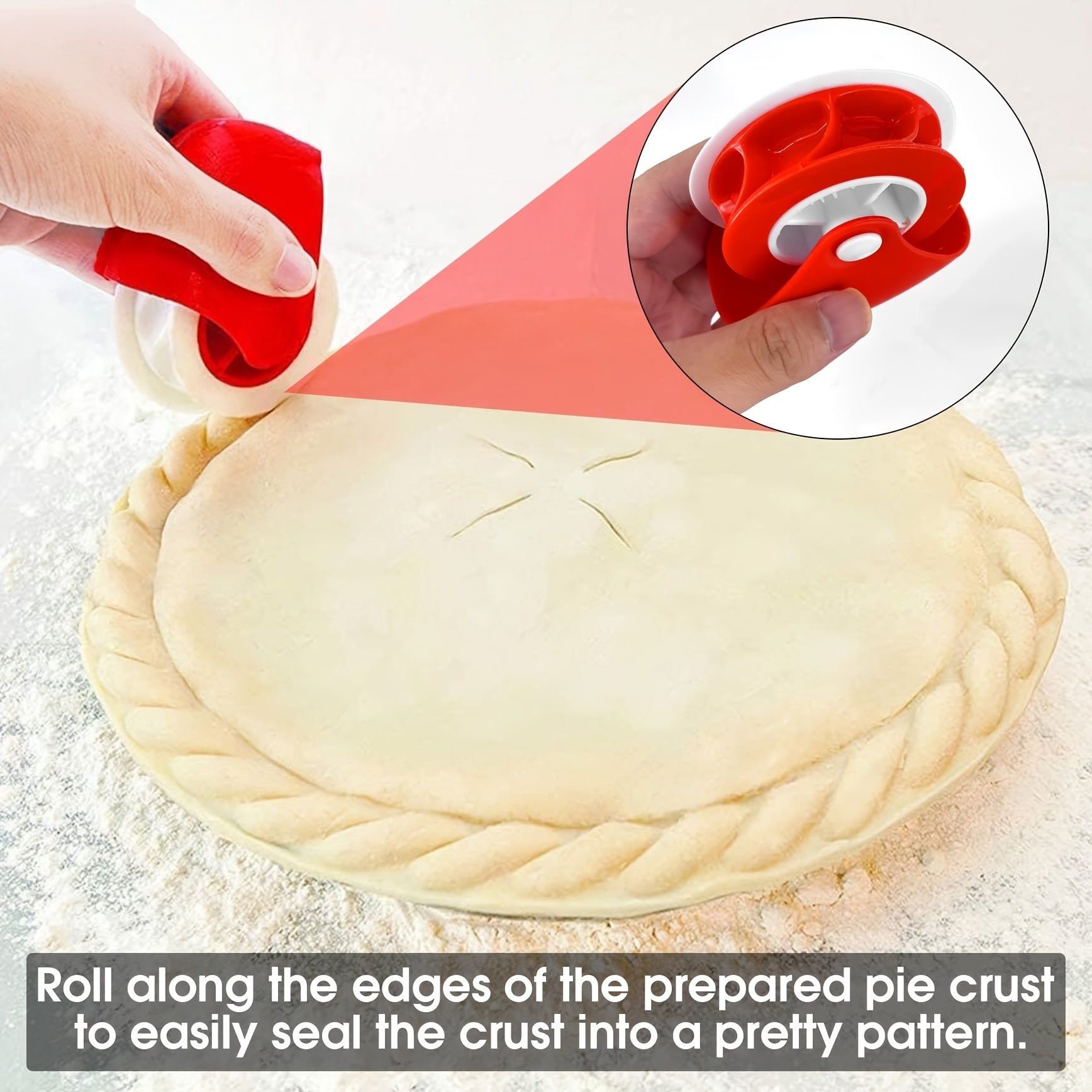 Pastry Wheel for Dough Cutting and Edging Plastic Manual Baking Tool