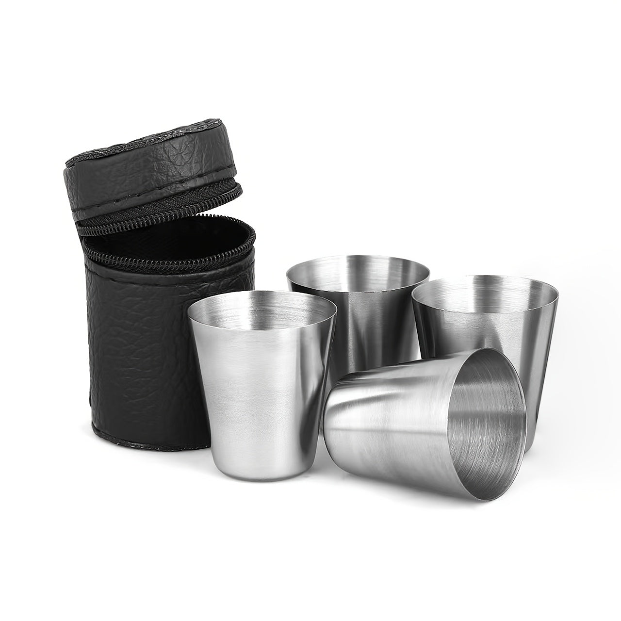 Set of 5 Stainless Steel Cups 30ml for Outdoor Travel and Parties