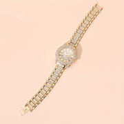 Women's Luxury Rhinestone Quartz Watch Set with Bracelet, Analog Roman Dial