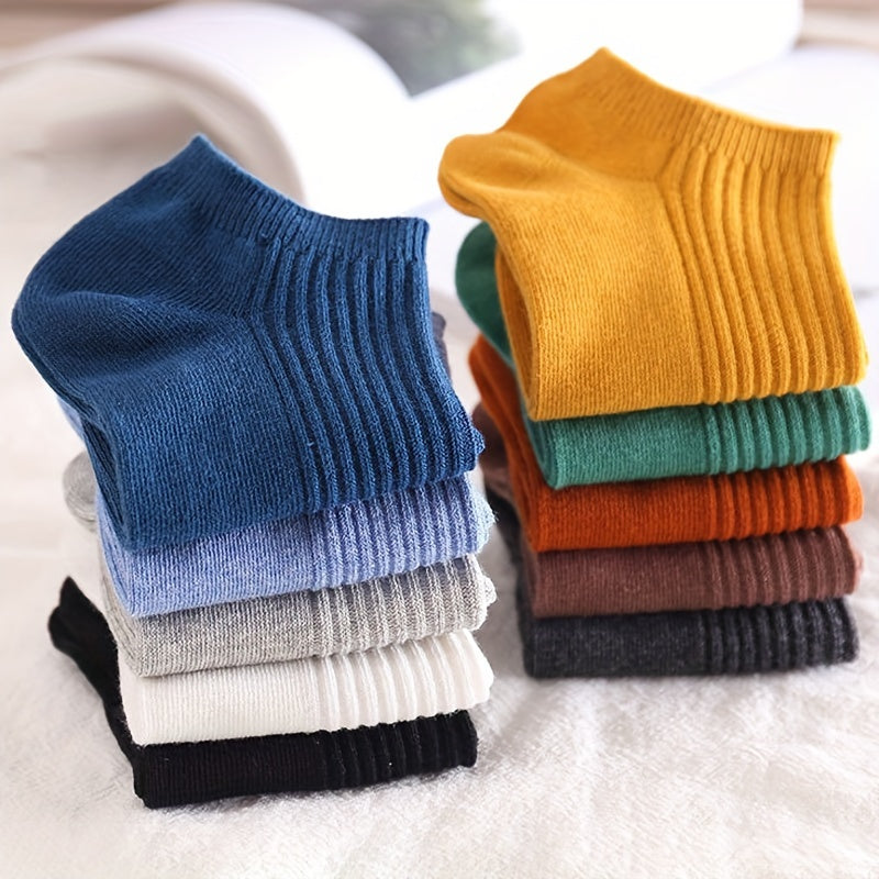 Men's 10 Pairs Solid Liner Anklet Socks Breathable Absorbent for Outdoor Wear