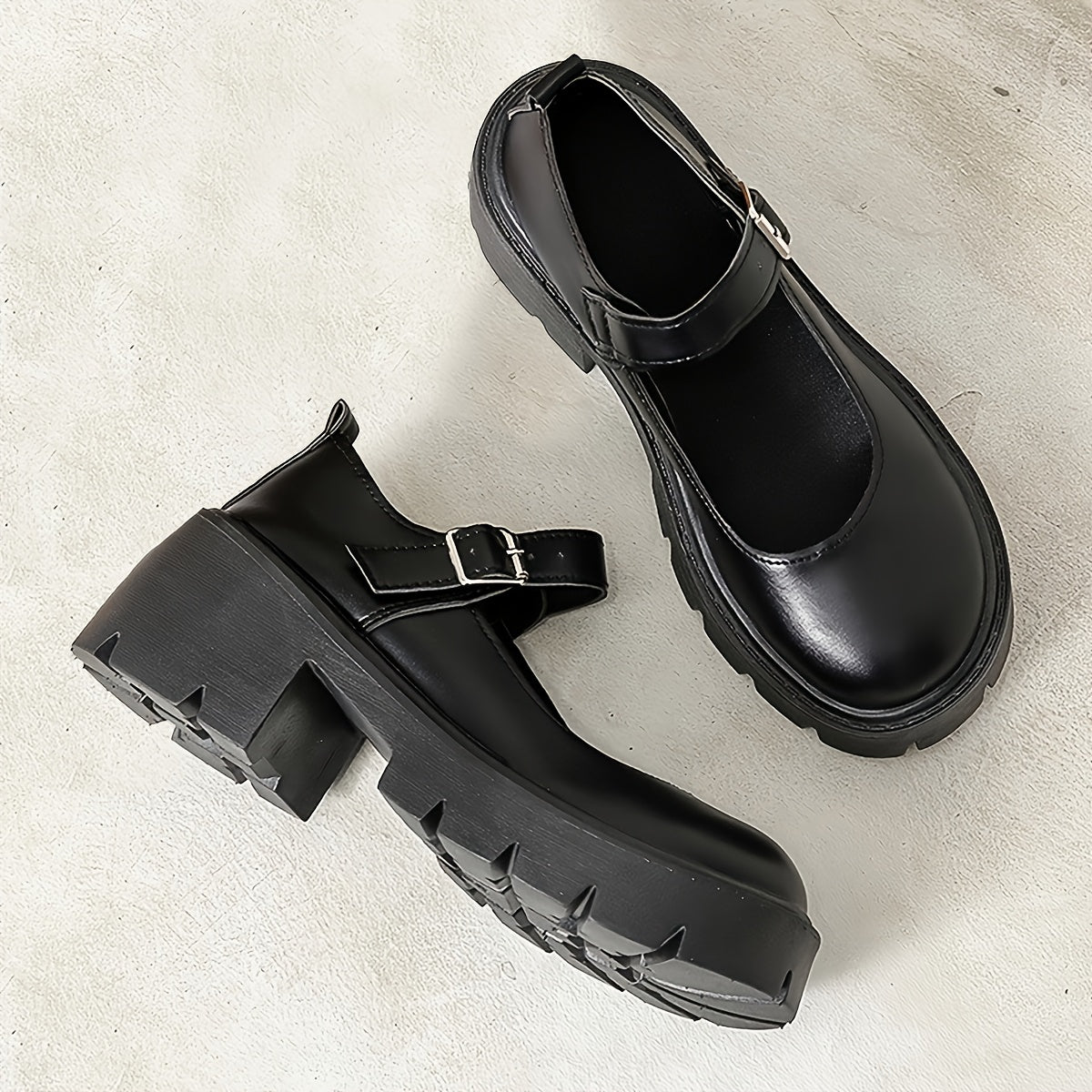 Women's Synthetic Cover Loafers Black Chunky Sole Casual Formal Shoes