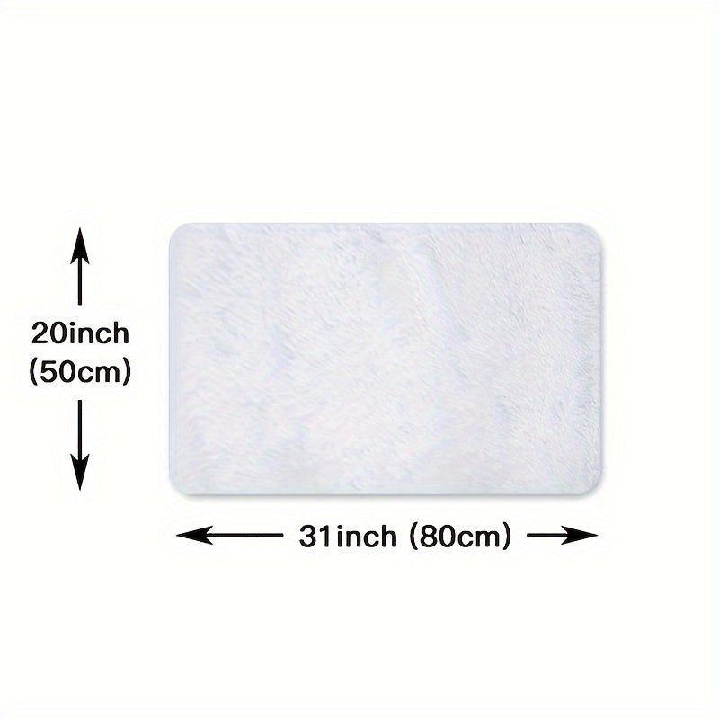 Soft White Faux Fur Area Rug Rectangle Non-Slip Stain-Resistant Indoor Carpet