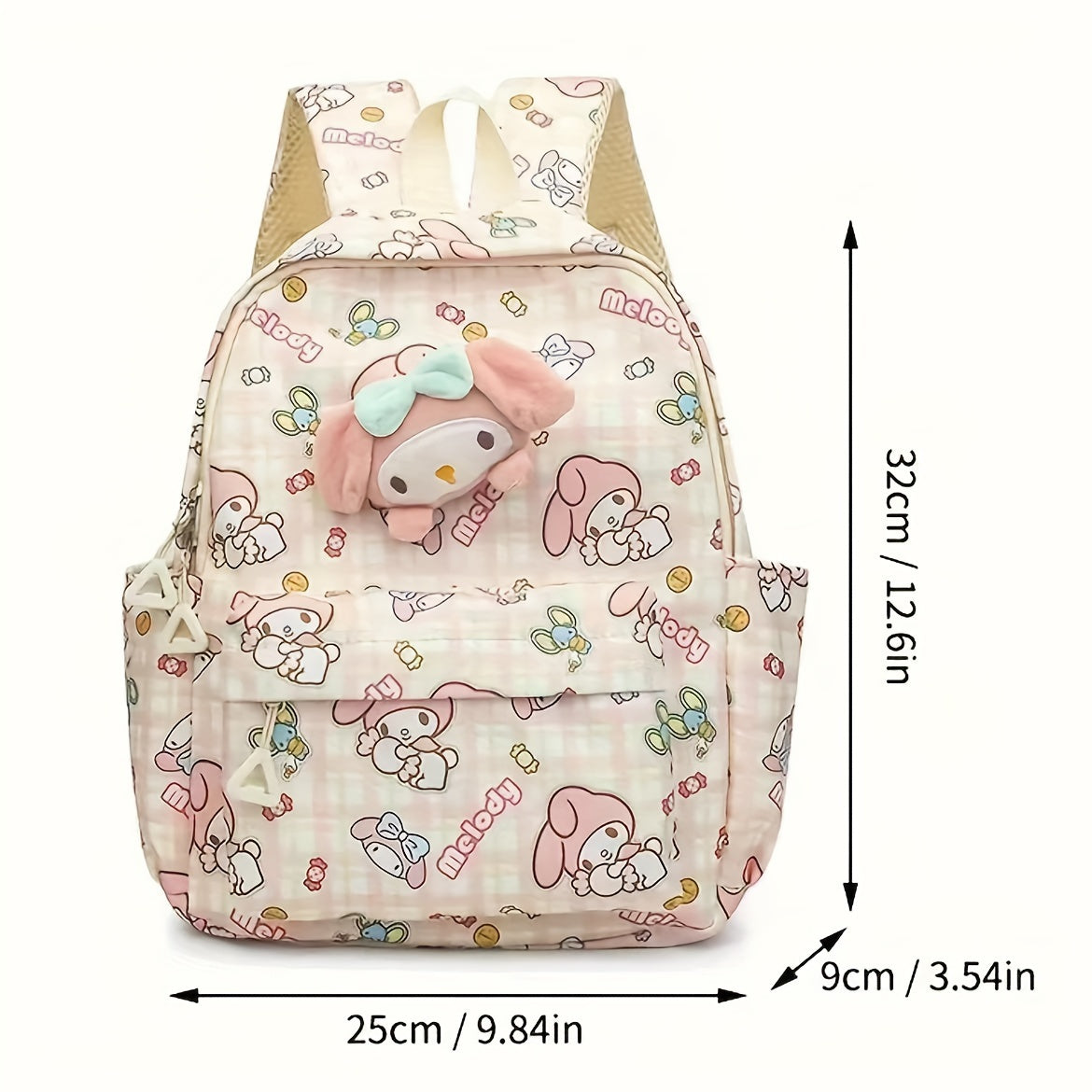 Charmer Backpack for Women with Hello Kitty Kuromi and My Melody Cartoon Anime Daypack Nylon Red Blue Green Purple Pink