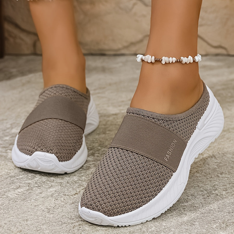 Ayollar uchun nafas oladigan slip-on sport poyabzali, yengil PVC taglik, qulay va kundalik kiyim uchun barcha fasllar uchun