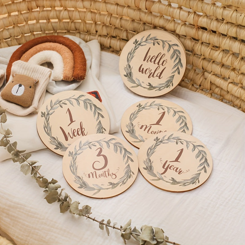 Birth Sign Set Leaf Milestone Card Photography Props for Christmas Halloween Thanksgiving Easter