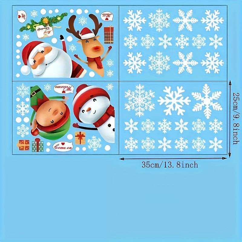 Christmas Electrostatic Window Stickers 4 Pack Vinyl Glossy Cartoon Art