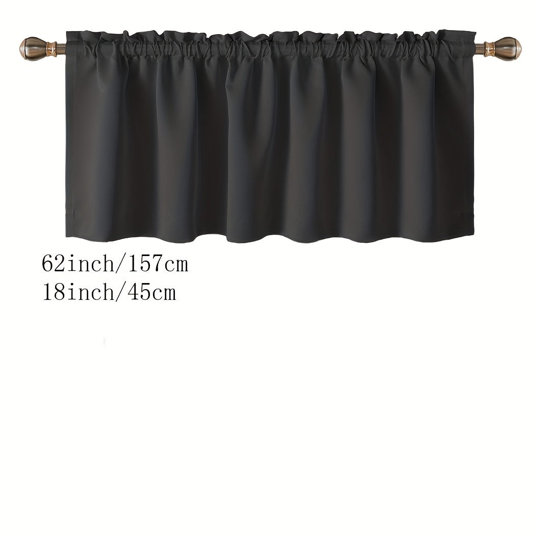 Blackout Insulated Rod Pocket Window Valance for Kitchen Black