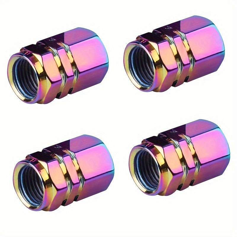 4pcs Chrome-Plated Aluminum Tire Valve Cap Covers Dustproof for Cars Bikes Trucks