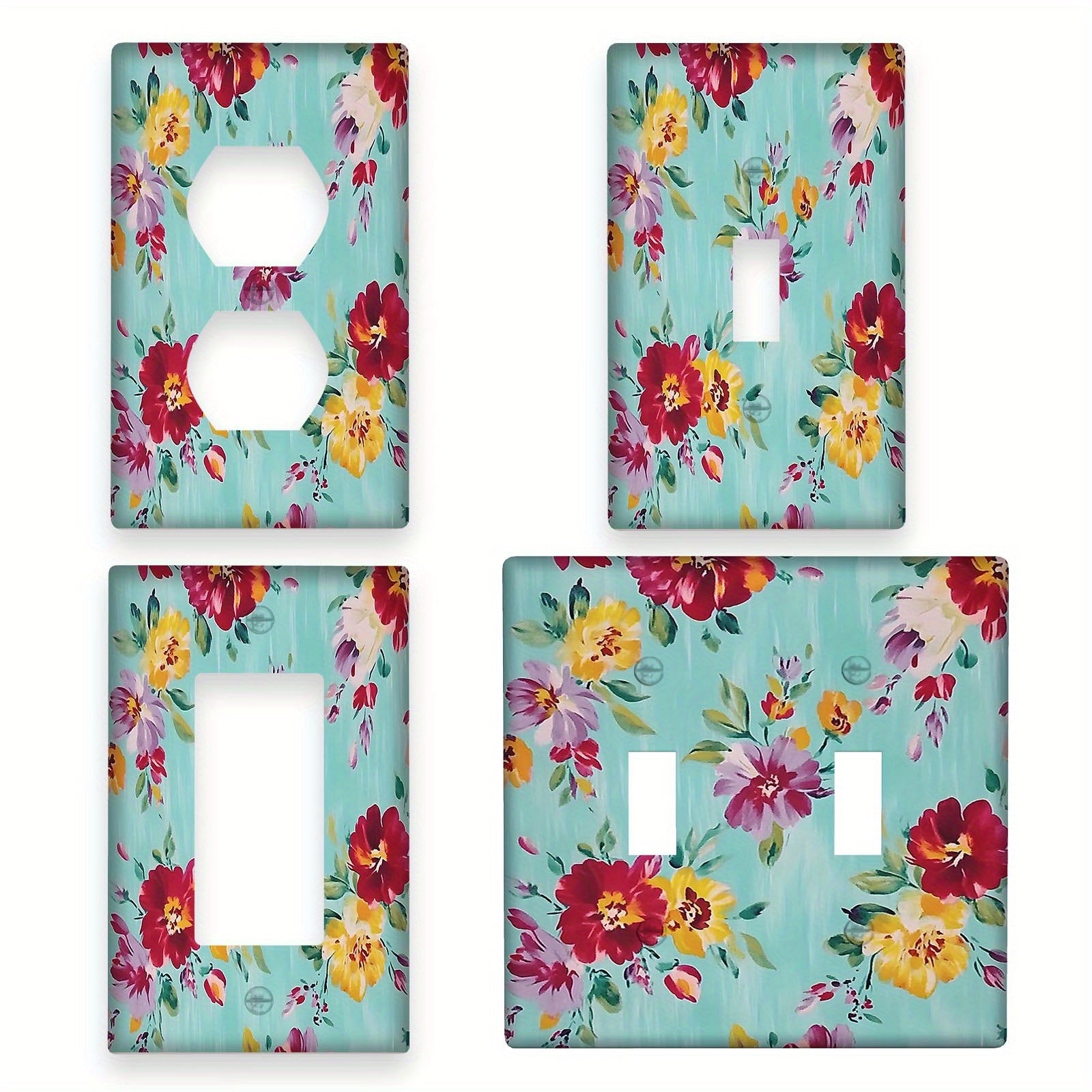 Rose Floral Light Switch Cover Plate Battery-Free for Bathroom and Bedroom Decor