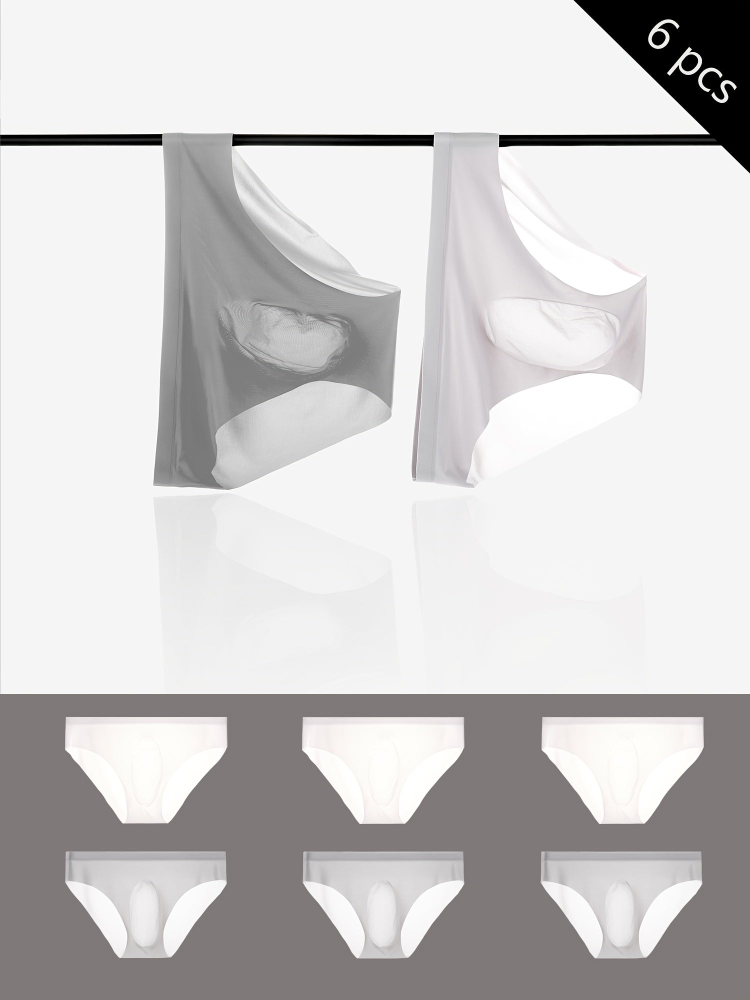 Pack de 6 calzoncillos masculinos de color sólido con molde 3D, de secado rápido, transpirable, suave y cómodo