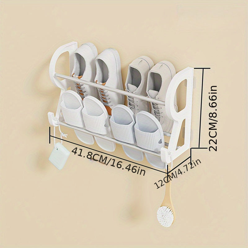 Stainless Steel Wall Mounted Shoe Rack for 1 Pair No-Drill Door Hanging Organizer