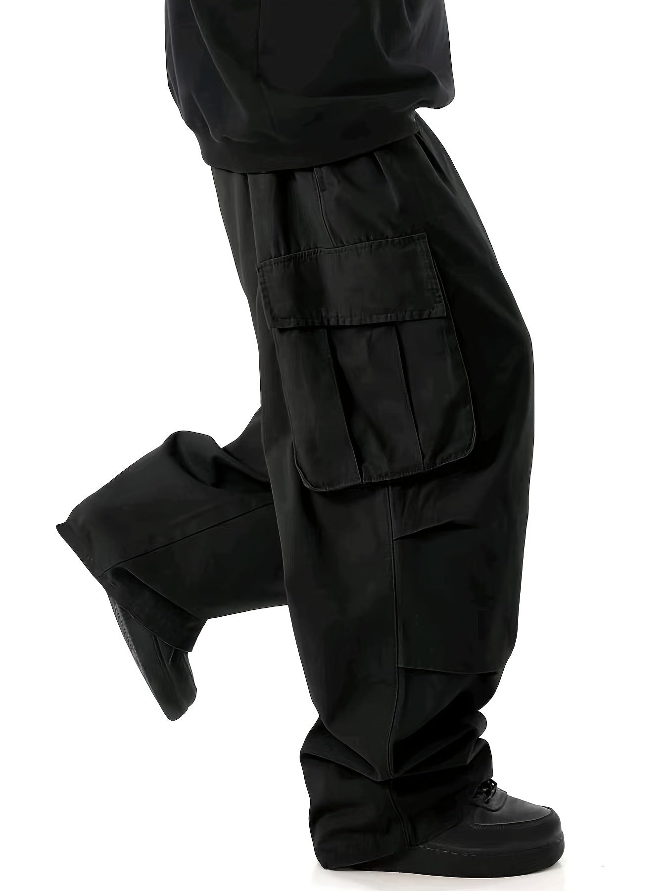 Men's Cargo Pants with Multiple Flap Pockets Loose Fit Casual Outdoor Work Polyester