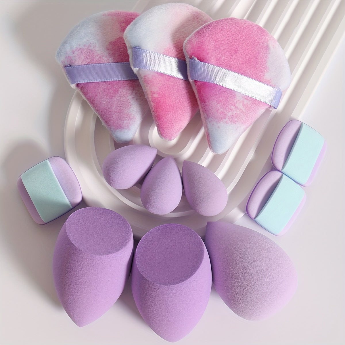 12Pcs Makeup Sponge Set with Velvet Blenders for Foundation, Powder, Liquid