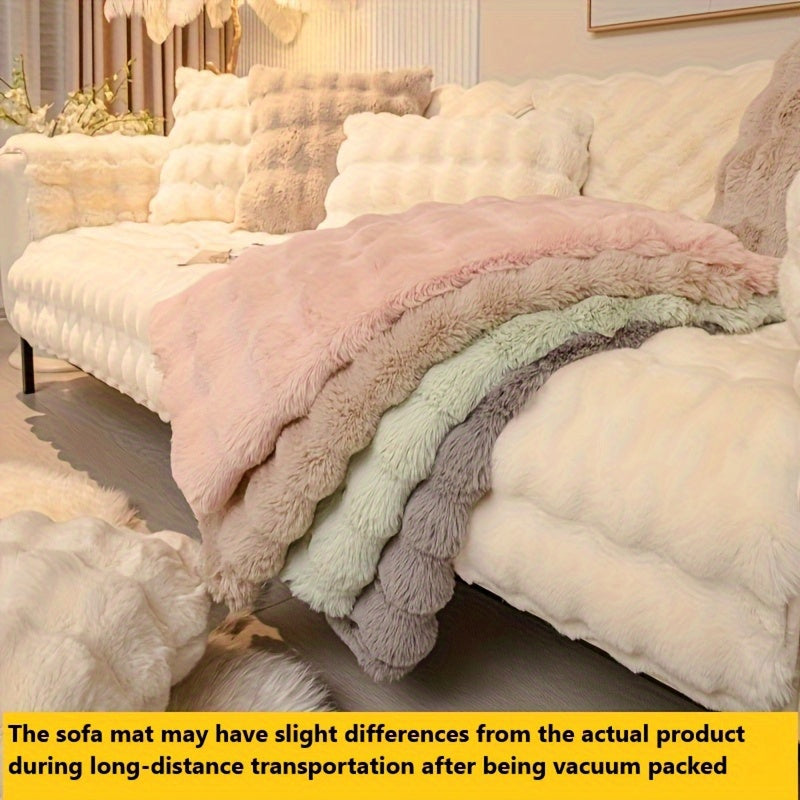Winter Plush Sofa Cover Anti-Slip Dustproof Slipcover for Couch Living Room Bedroom