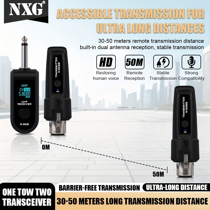 Wireless Microphone System 2.4GHz Transmitter and Receiver for XLR and 6.35mm Microphones