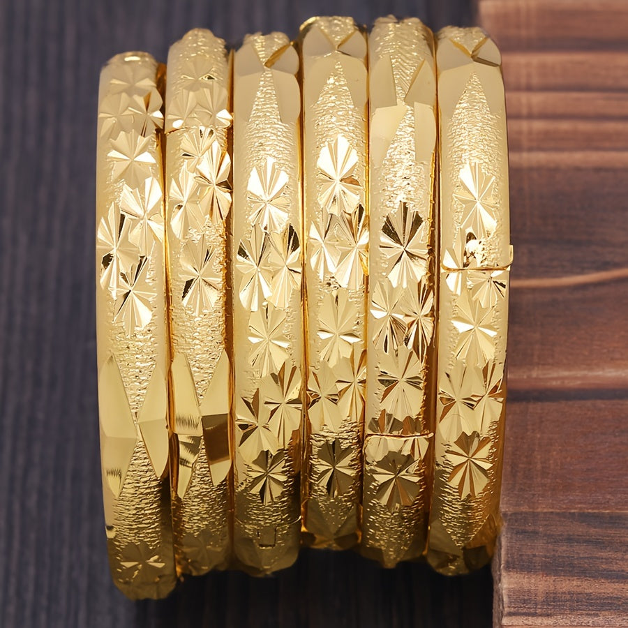 Pulsera ajustable de cobre con patrón floral para uso diario y regalos