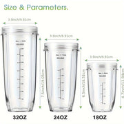 Заменяемые чаши для блендеров Nutri Ninja, доступные в размерах 18oz, 24oz и 32oz. Изготовлены из ABS-пластика и безопасны для контакта с пищей. Совместимы с блендерами серии Auto-iQ.